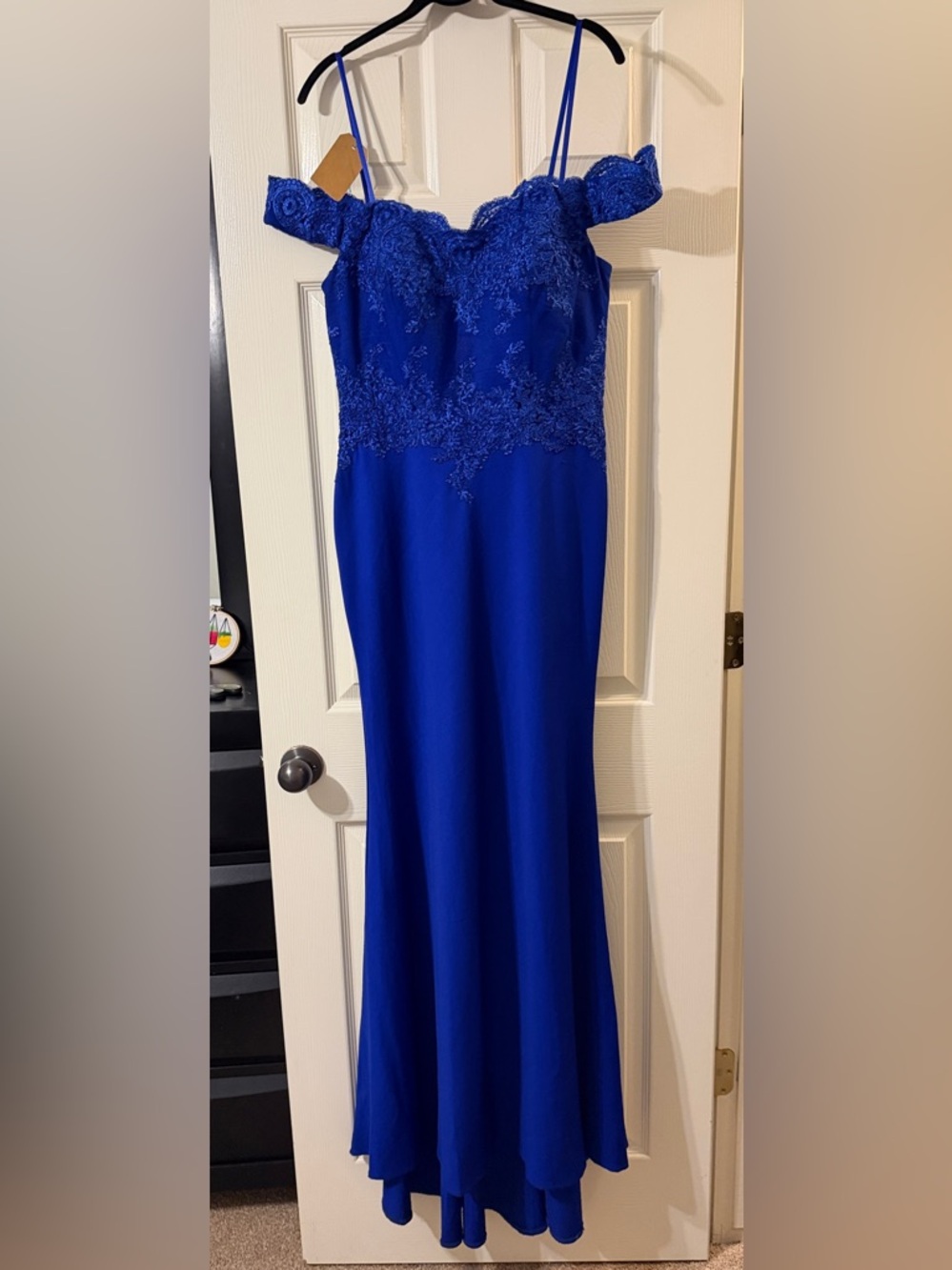 Cinderella Royal Blue Lace Off-Shoulder Gown